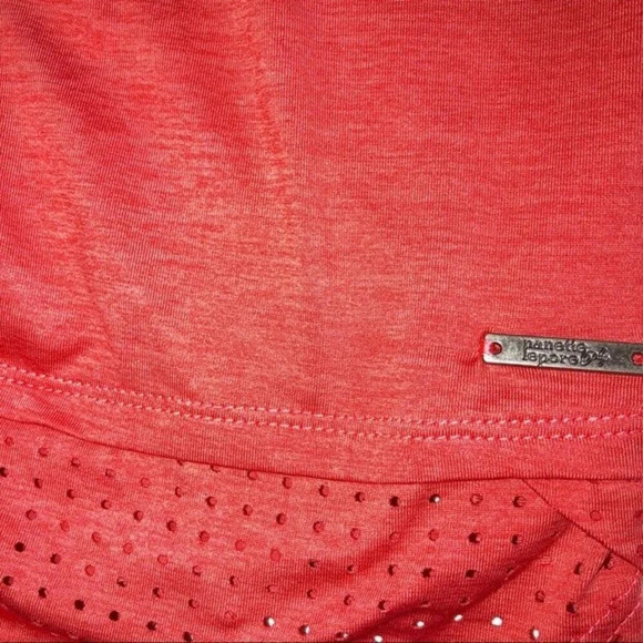 Nanette Lepore large tangerine blouse w/mesh hem - Picture 7 of 8